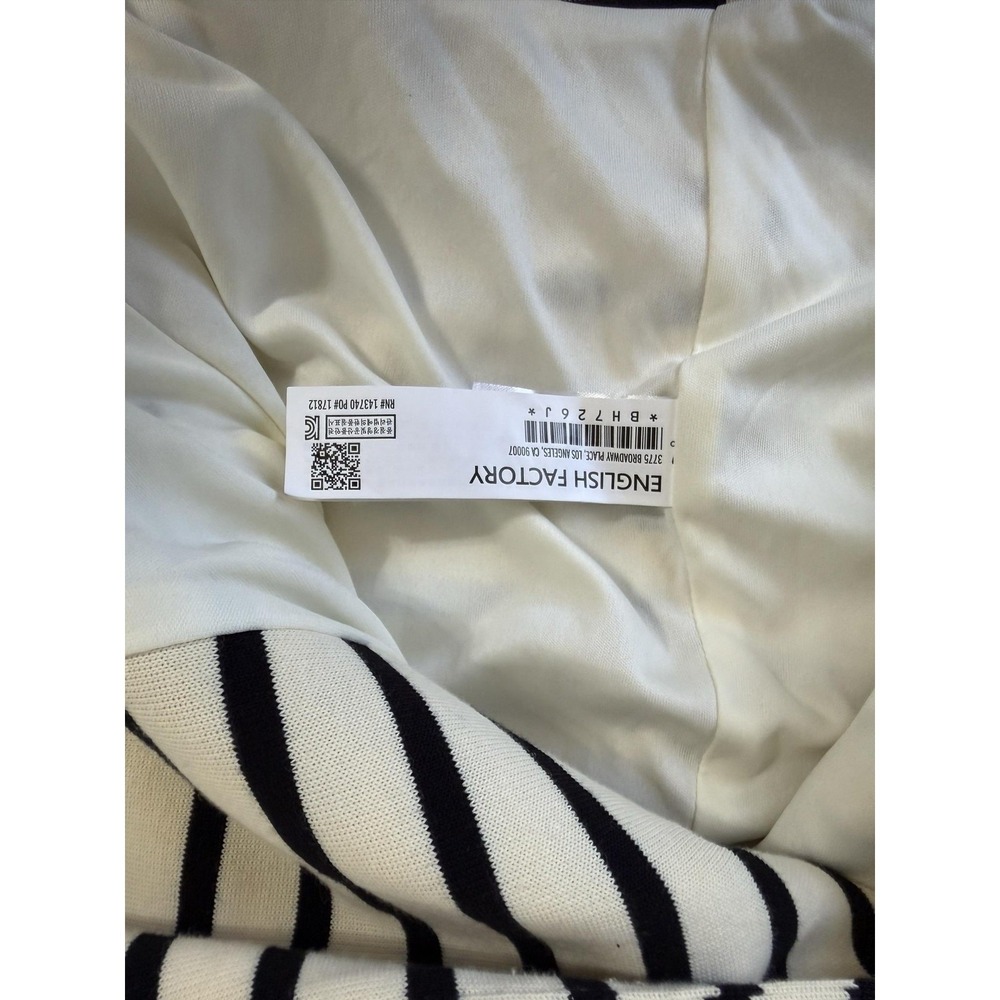 English Factory Womens Blazer Jacket Medium Cream Black Striped Double Breasted - Picture 4 of 9